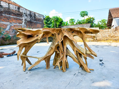 Carving Teak Root Console Table 125cm – Natural Indonesian Wood Design