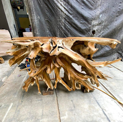 Carving Teak Root Console Table 220cm – Indonesia Artisan Crafted