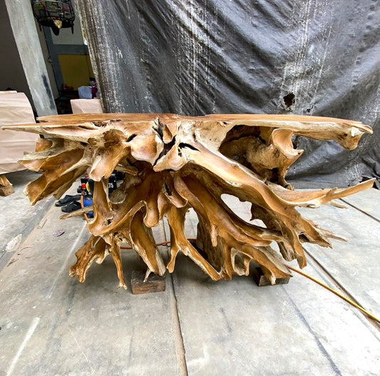 Carving Teak Root Console Table 220cm – Indonesia Artisan Crafted