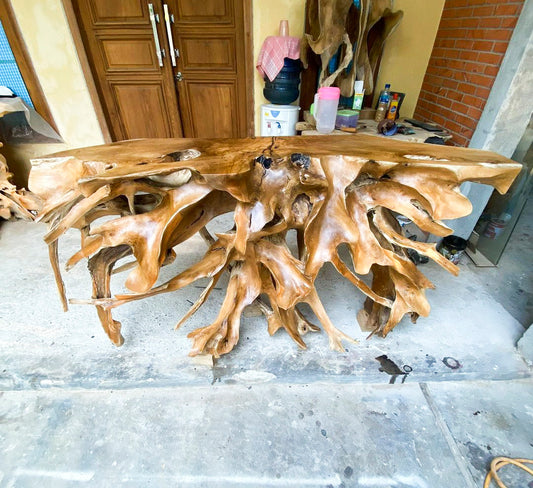 Carving Teak Root Console Table Furniture 200cm - Wooden table