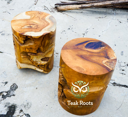 Epoxy Resin Wood Cylinder Stool – Crafted from Teak Root