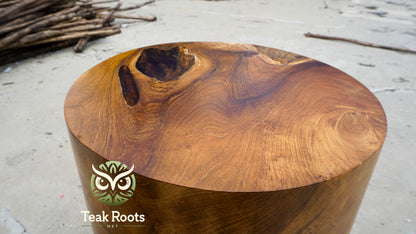 Epoxy Resin Wood Cylinder Stool – Crafted from Teak Root