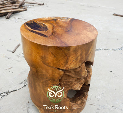 Epoxy Resin Wood Cylinder Stool – Crafted from Teak Root