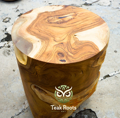 Epoxy Resin Wood Cylinder Stool – Crafted from Teak Root