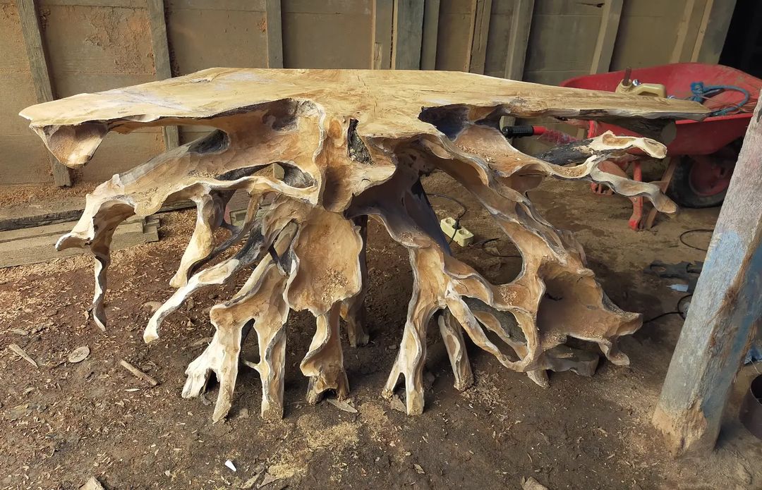 Hand Carving Teak Root Console Table 150cm from Indonesia