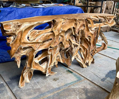 Indonesia Teak Root Console Table 250cm Carving out furniture