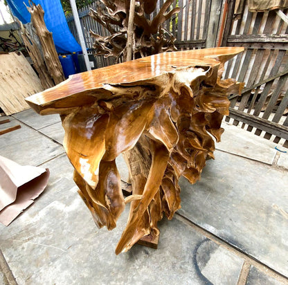 Indonesia Teak Root Console Table 250cm Carving out furniture