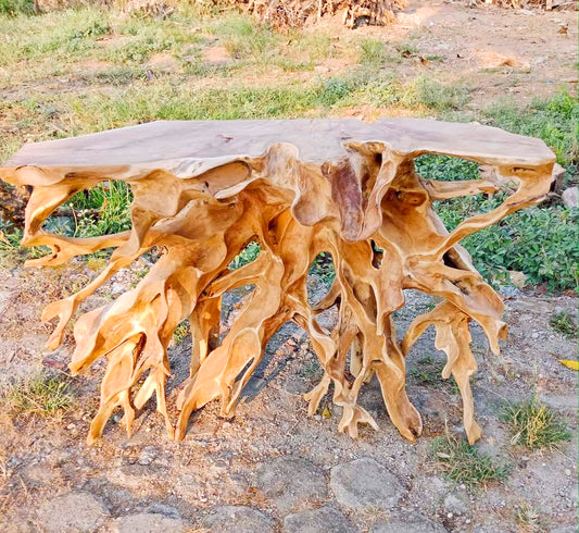 Rustic Carving Teak Root Console Table 180cm - Teak furniture