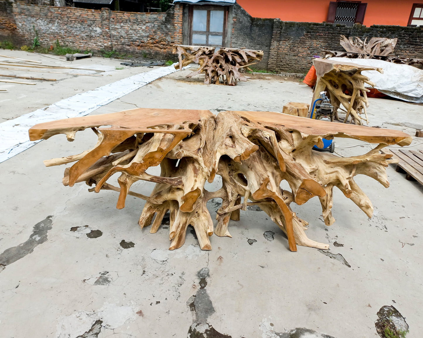 Natural Teak Root Console Table 150cm from Indonesia