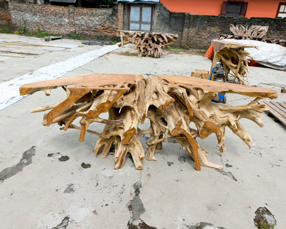 Natural Teak Root Console Table 150cm from Indonesia